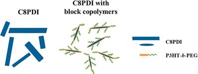 Crystallization Control of N,N′-Dioctyl Perylene Diimide by Amphiphilic Block Copolymers Containing poly(3-Hexylthiophene) and Polyethylene Glycol